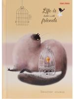 Записная книжка А6 64л Проф Кошка и канарейка 6545