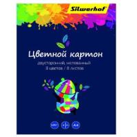 Цв. картон А4 2-стор. 8цв. мелован / немелов Silwerhoff 1102287 1/35
