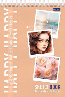 Блокнот для зарисовок Sketchbook А5 32л 160г с эскизами жест.подл. Хатбер 31994