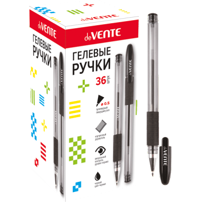 Гелевая ручка deVente Ritony черная резин. держ 5051346 1/36
