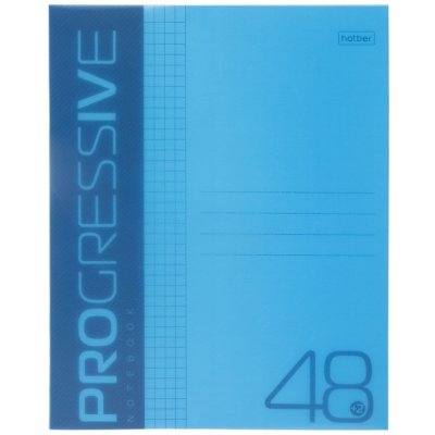 Тетрадь 48л Хатбер пластик. обл. Progressive синяя, бирюза  1/100
