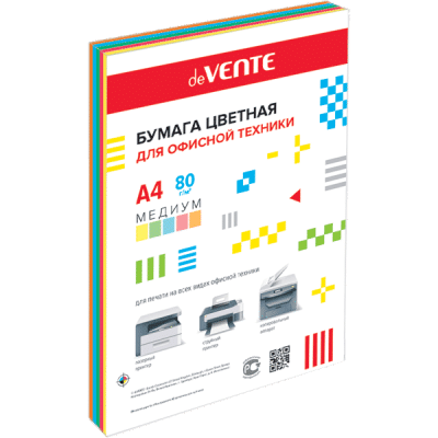 Бумага офисная А4 50л 5цв интенсив. цв Devente 2072249