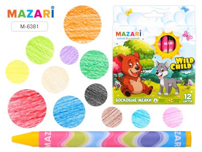 Восковые мелки 12цв Mazari 6383-12 1/