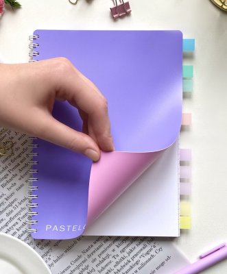 Тетрадь 80л гребень 2-стор пластик "Полином" Pastel purple/pink 3415