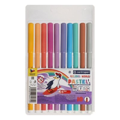 Фломастеры 10цв Centropen смываемые "PASTEL" 7550 1/24