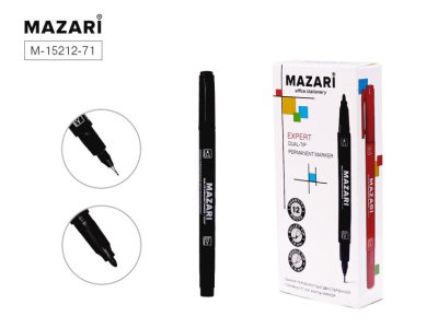Маркер двухсторонний Mazari 15212 черный 0,5мм/1,5мм 1/12