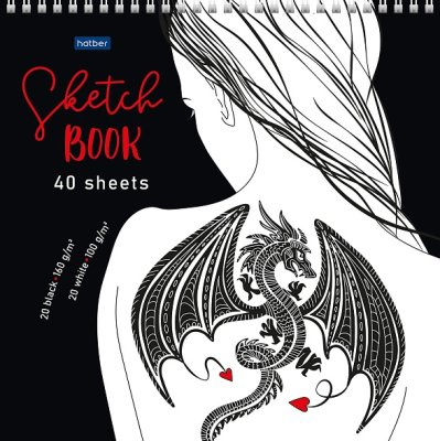 Блокнот для зарисовок Sketchbook 240x240 40л 20л офсет 100г + 20л черная 160г Хатбер 28249 "Девушка"