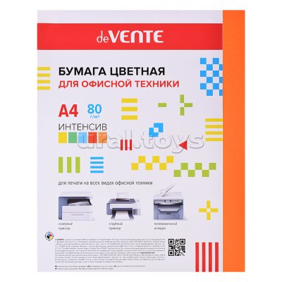 Бумага А4 50л Devente интенсив оранжевая 2072247