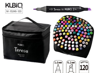 Набор маркеров 2-стор для скетчинга Mazari Cubiq Teresa 120цв 15248-120 в текстиль сумке