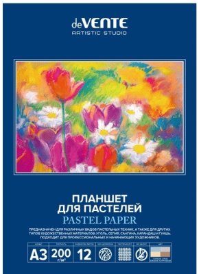 Папка для пастели А3 12л холст 200г 4цв Devente 2135302 