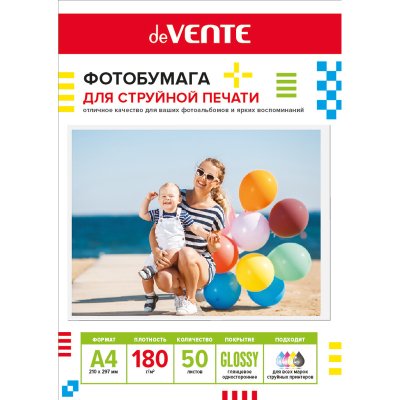 Фотобумага А4 180г глянец 50л Devente 2042502, Space 2839