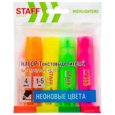 Набор текстовыд. 4цв Staff неон 152548 1/12